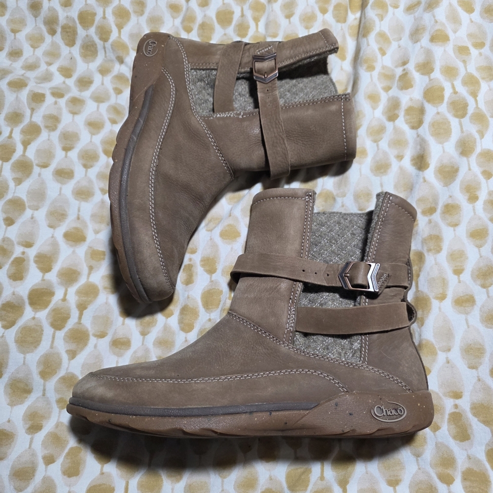 Chaco Hopi Sandstone Brown Waterproof Leather & Wool Boot Womens Size 8.5